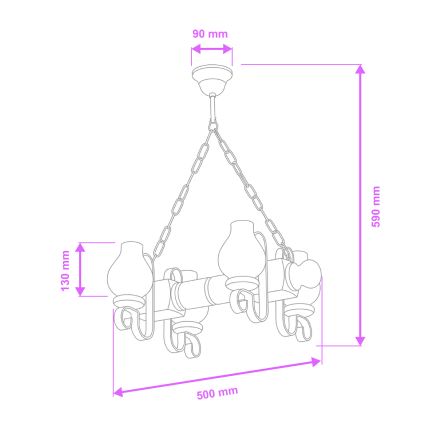 Brilagi - Lühter RUSTIC 4xE14/40W/230V pöök/pähkel