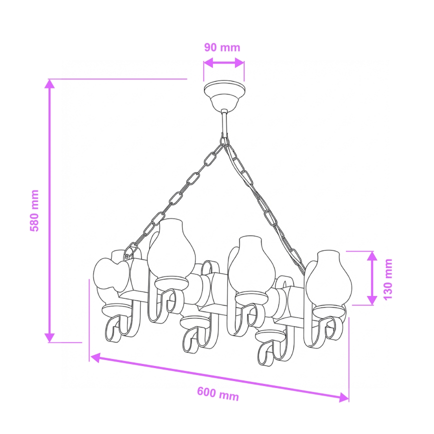 Brilagi - Lühter RUSTIC 6xE14/40W/230V pöök