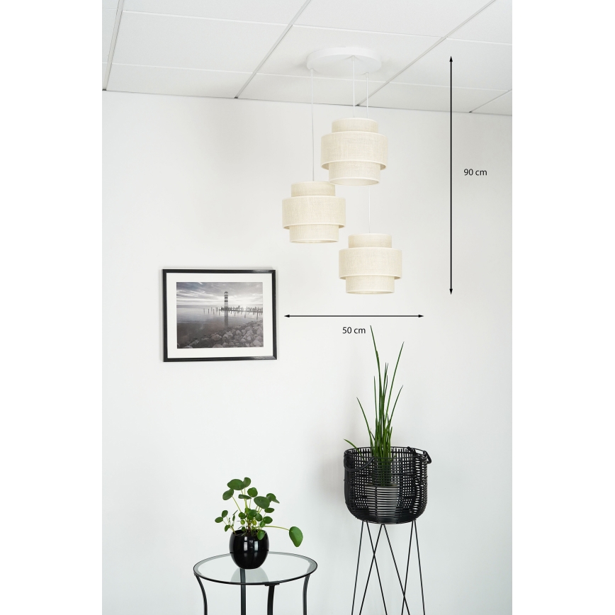 Brilagi - Lühter SPACE YUTE 3xE27/15W/230V kreemikas/valge