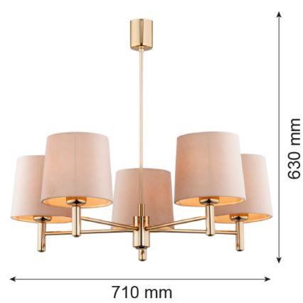 Brilagi - lühter vardaga MONTE 5xE27/15W/230V beež/kuldne