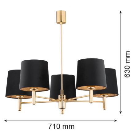 Brilagi - Lühter varraga MONTE 5xE27/15W/230V must/kuldne
