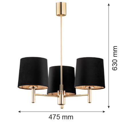 Brilagi - Lühter varrega MONTE 3xE27/15W/230V must/kuldne