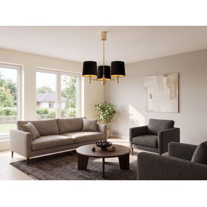 BRILAGI - Lühter varrega MONTE 3xE27/60W/230V must/kuldne