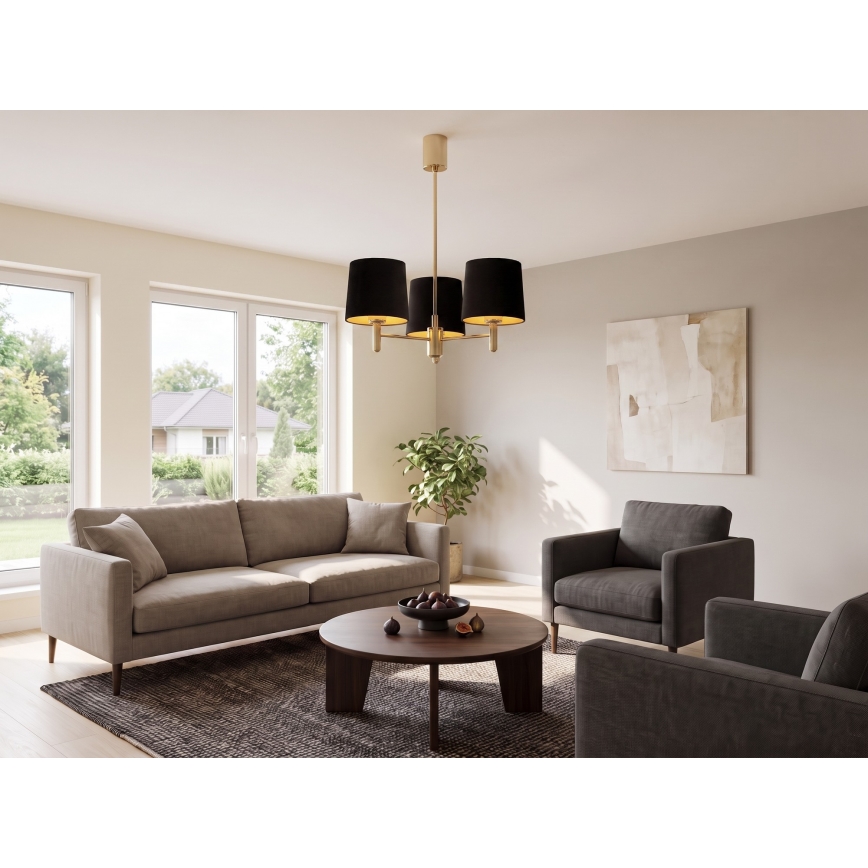 BRILAGI - Lühter varrega MONTE 3xE27/60W/230V must/kuldne