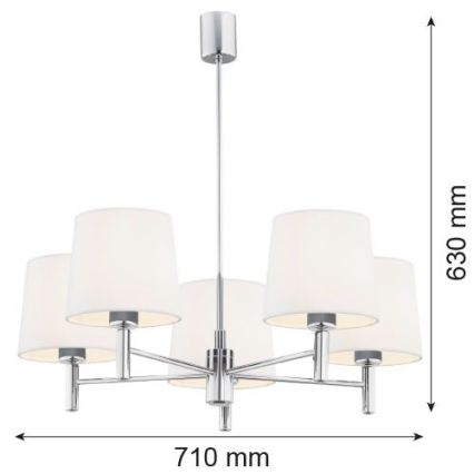 Brilagi - lühter varrega MONTE 5xE27/15W/230V kreemjas/läikiv kroom