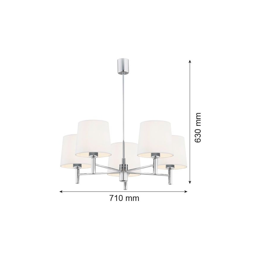 Brilagi - lühter varrega MONTE 5xE27/15W/230V kreemjas/läikiv kroom