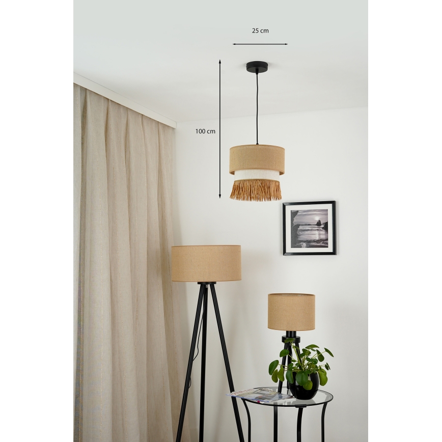 Brilagi - Lühter WINNETOU BOHO 1xE27/15W/230V d. 25 cm pruun/kreemikas