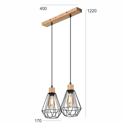 Brilagi - Lühter WOODY BASKET 2xE27/60W/230V tamm