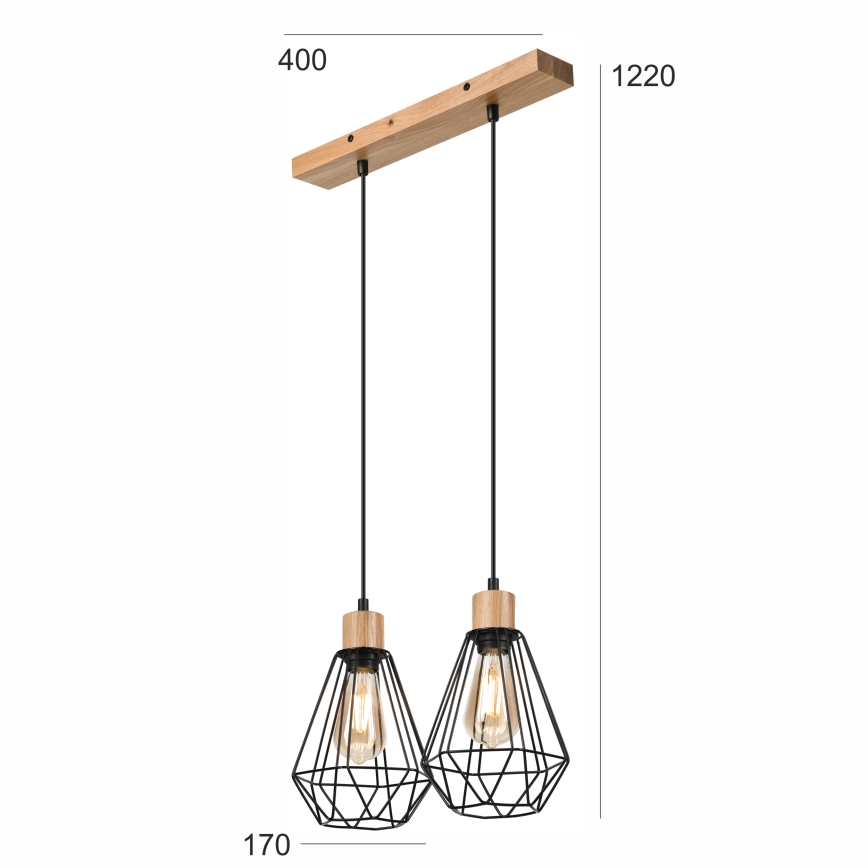 Brilagi - Lühter WOODY BASKET 2xE27/60W/230V tamm