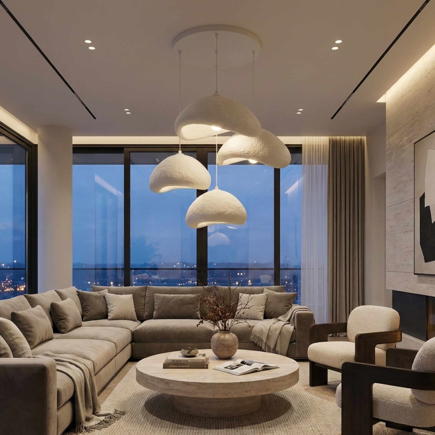 Brilagi - LUNA rippvalgusti kaabliga 4xE27/40W/230V, läbimõõt 90 cm, valge