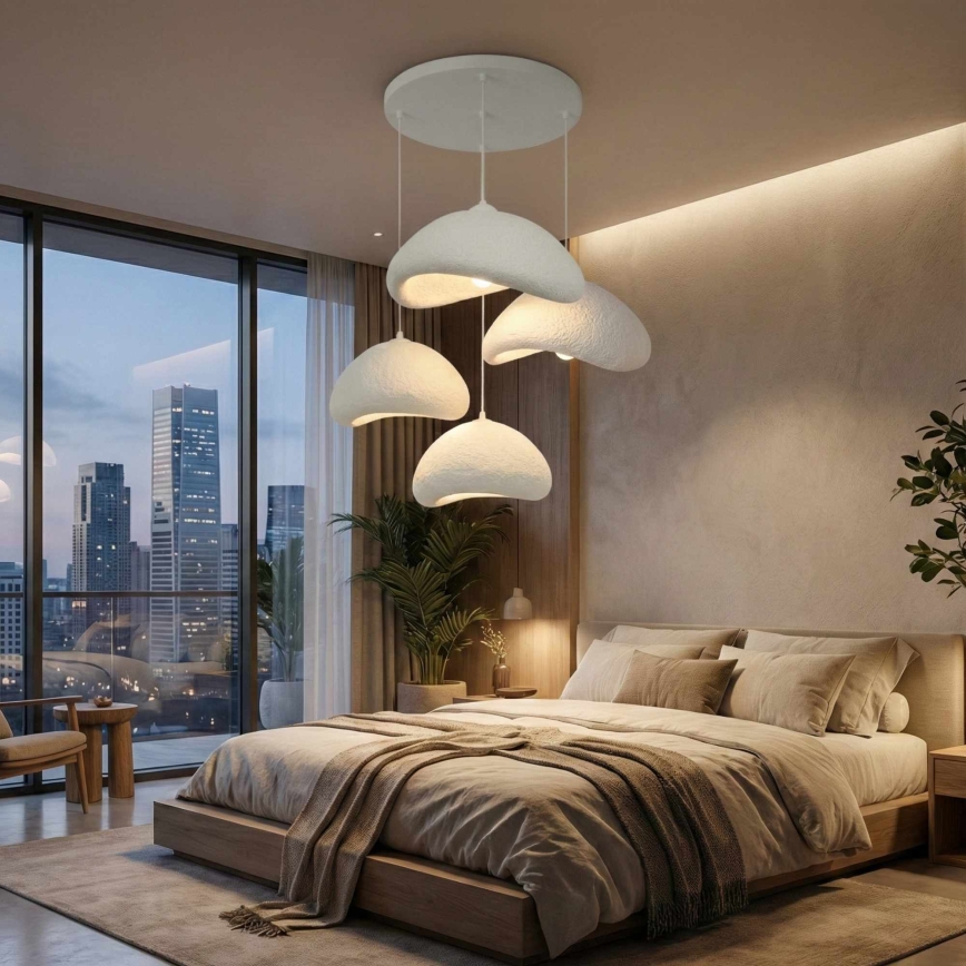 Brilagi - LUNA rippvalgusti kaabliga 4xE27/40W/230V, läbimõõt 90 cm, valge