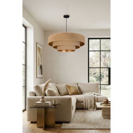 Brilagi - LUNETA rippvalgusti riputuskaabliga 3xE27/60W/230V, läbimõõt 80 cm, beež/kuldne