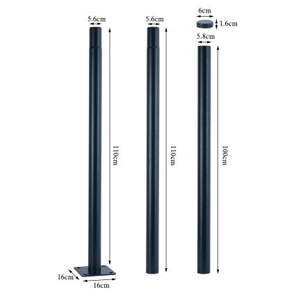 Brilagi - Metallpost välivalgustuse jaoks URBAN 3 m post d. 58 matt antratsiit