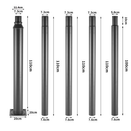 Brilagi - metallist varras valgustuspostile URBAN, 5 m, läbimõõt 58 mm, antratsiit