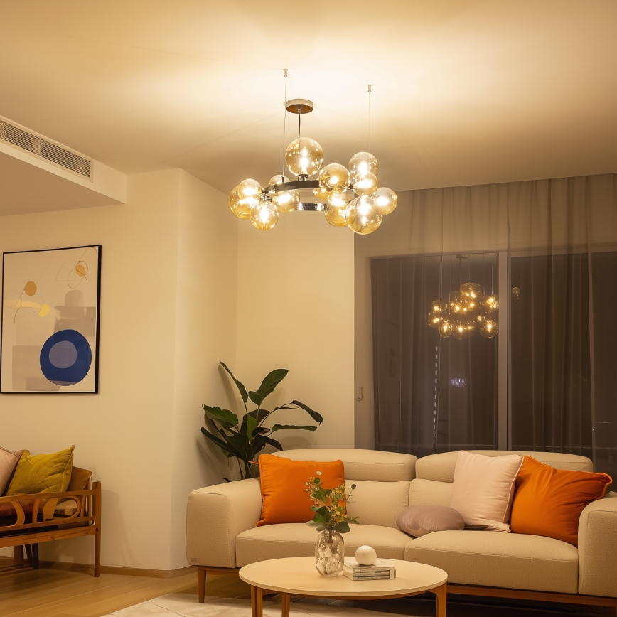 Brilagi - MILLA LED-rippvalgusti kaablil 15xG9/3W/230V must kroom/kuldne