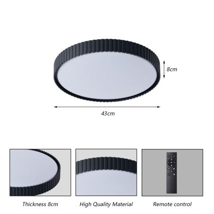 Brilagi - LED hämardatav laelamp ORINO LED/54W/230V 3000-6000K must, läbimõõt 43 cm + kaugjuhtimispult