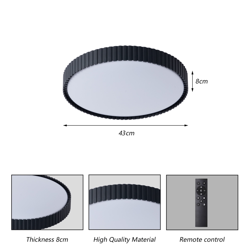 Brilagi - LED hämardatav laelamp ORINO LED/54W/230V 3000-6000K must, läbimõõt 43 cm + kaugjuhtimispult