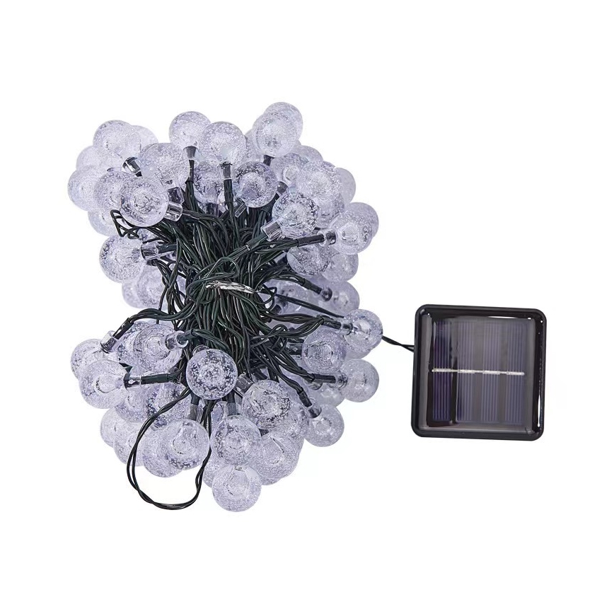 BRILAGI - LED-päikesepaneeliga dekoratiivne valgusnöör BUBBLE 300xLED/8 funktsiooni 30m IP65 soe valge 500 mAh