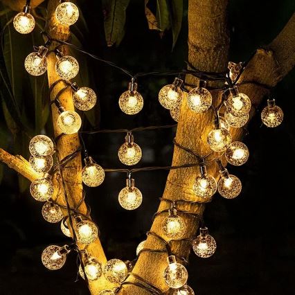 Brilagi - BUBBLE päikese-LED dekoratiivne valgusket 100 LED/8 funktsiooni, 10 m, IP65, soe valge, 600 mAh