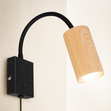 Brilagi - Paindlik seinalamp SELE 1xGU10/30W/230V must/tammepuidu kaunistus