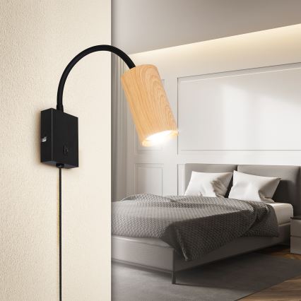 Brilagi - Paindlik seinalamp SELE 1xGU10/30W/230V must/tammepuidu kaunistus
