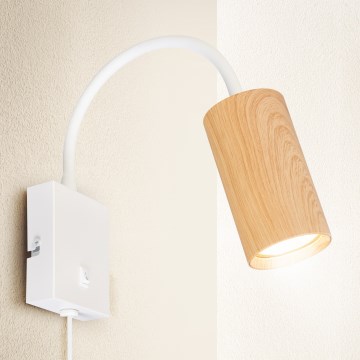 Brilagi - Paindlik seinalamp SELE 1xGU10/30W/230V valge/tammepuidu kaunistus