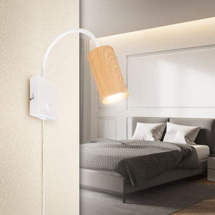 Brilagi - Paindlik seinalamp SELE 1xGU10/30W/230V valge/tammepuidu kaunistus