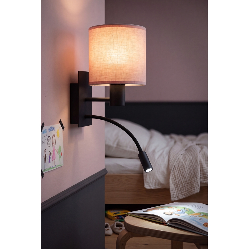 BRILAGI - BOBO painduv LED-seinalamp 1xE27/25W/230V + LED/3W must/roosa