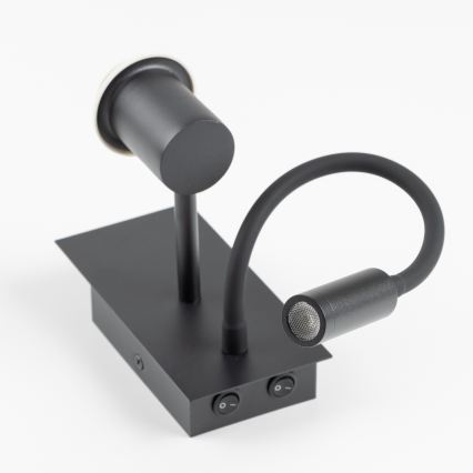 BRILAGI - LED laste painduv seinavalgusti BOBO 1xE27/25W/230V + LED/3W must/valge/jänesed