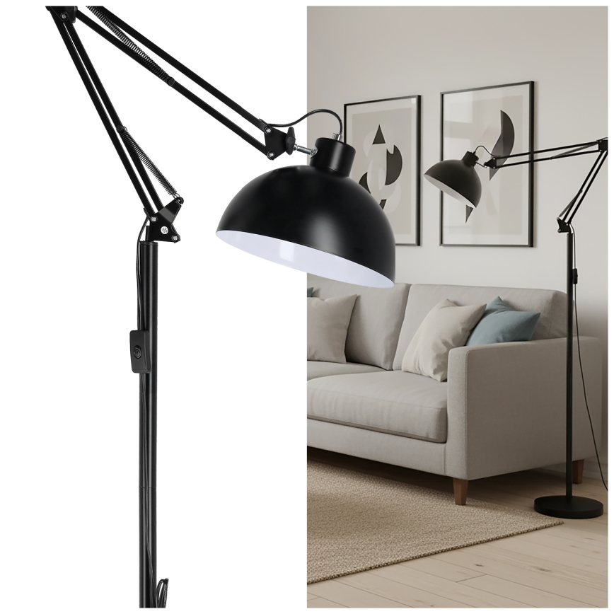 Brilagi - painduv põrandalamp TASKER 1xE27/60W/230V 157 cm must
