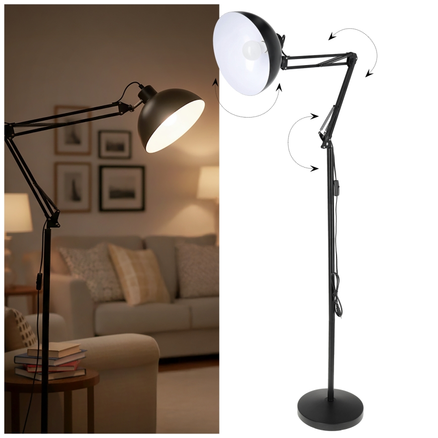 Brilagi - painduv põrandalamp TASKER 1xE27/60W/230V 157 cm must