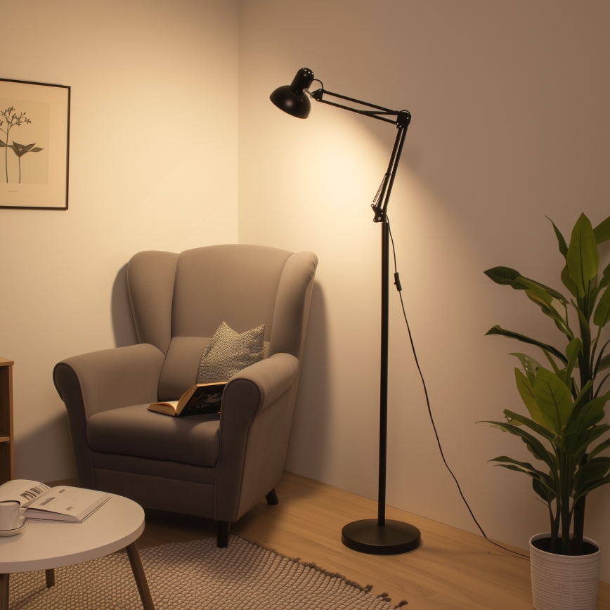BRILAGI - Painduv põrandalamp TASKER 1xE27/60W/230V 184 cm must