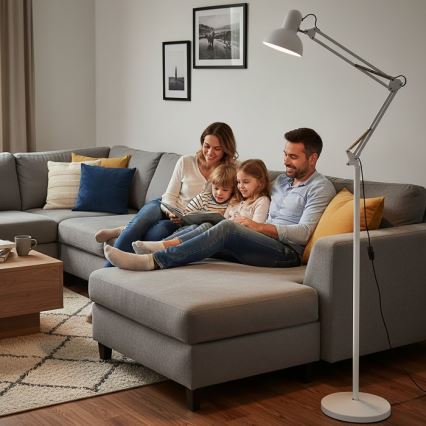 Brilagi - Painduv põrandalamp TASKER 1xE27/60W/230V 184 cm valge