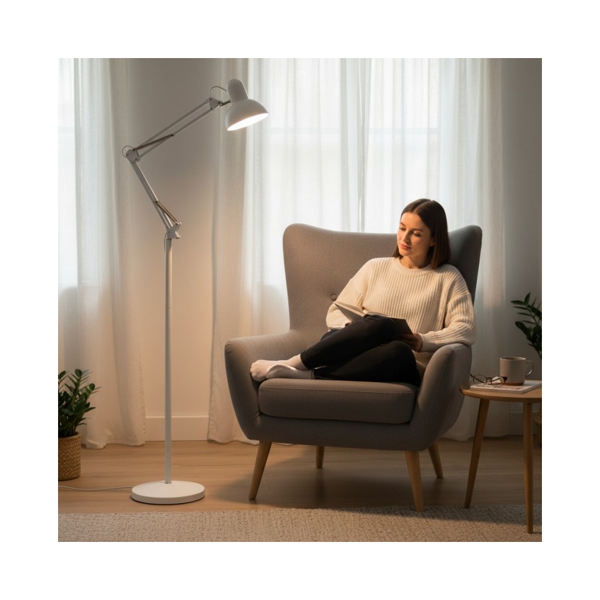 Brilagi - Painduv põrandalamp TASKER 1xE27/60W/230V 184 cm valge