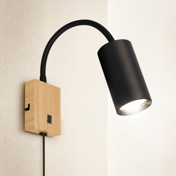 Brilagi - Painduv seinavalgusti lülitiga SELE 1xGU10/30W/230V must/tamme dekoor