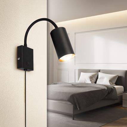 BRILAGI - Painduv seinavalgusti lülitiga SELE 1xGU10/30W/230V must/kuldne