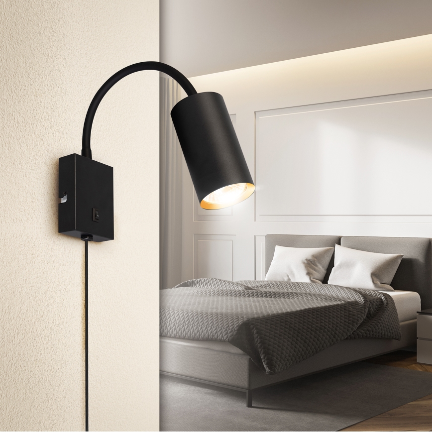 BRILAGI - Painduv seinavalgusti lülitiga SELE 1xGU10/30W/230V must/kuldne