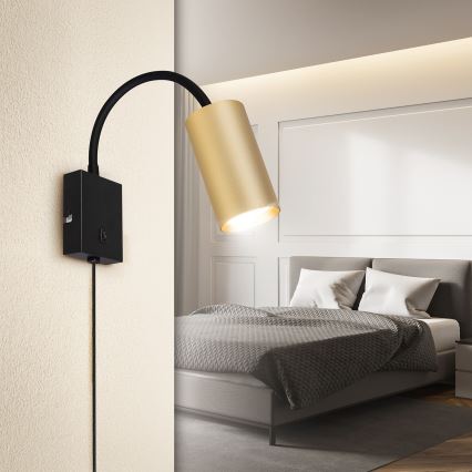 BRILAGI - painduv seinalamp SELE lülitiga 1xGU10/30W/230V must/kuldne