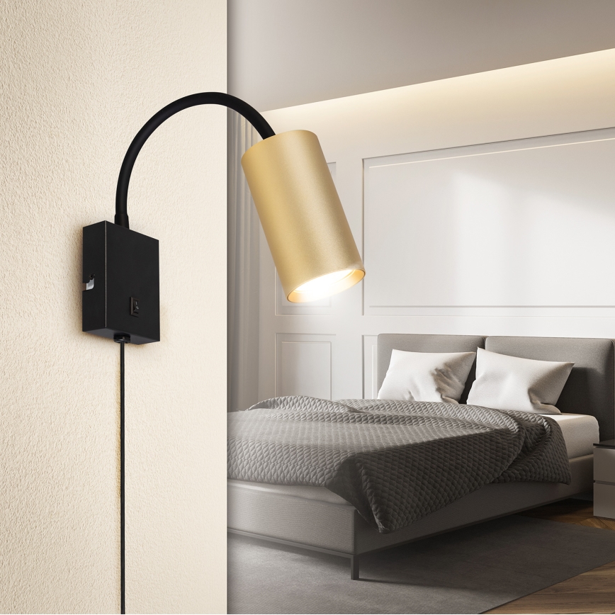 BRILAGI - painduv seinalamp SELE lülitiga 1xGU10/30W/230V must/kuldne
