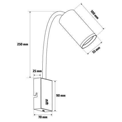 Brilagi - Painduv seinavalgusti SELE 1xGU10/30W/230V valge/tamme dekoor