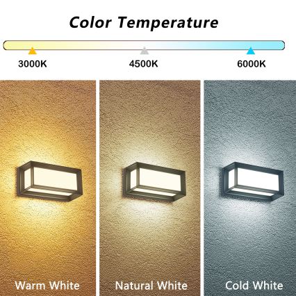 Brilagi - PARKER LED välisseinavalgusti, 12 W, 230 V, 3000/4500/6000 K, antratsiit, IP44