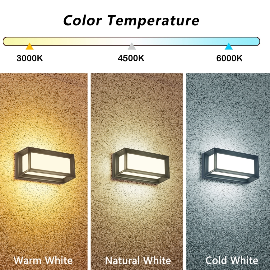 Brilagi - PARKER LED välisseinavalgusti, 12 W, 230 V, 3000/4500/6000 K, antratsiit, IP44