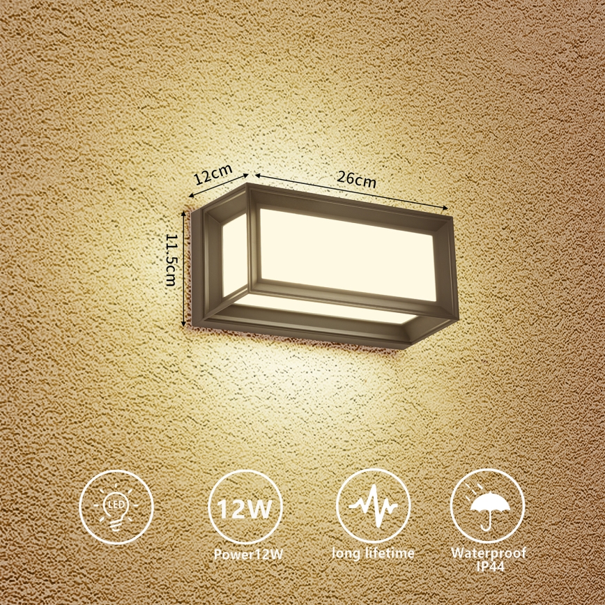 Brilagi - PARKER LED välisseinavalgusti, 12 W, 230 V, 3000/4500/6000 K, antratsiit, IP44