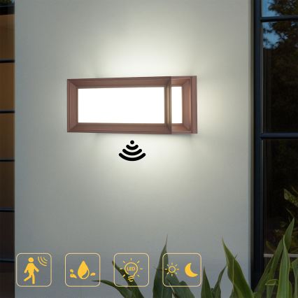 Brilagi - LED välisseina valgusti anduriga PARKER LED/12W/230V pruun IP44