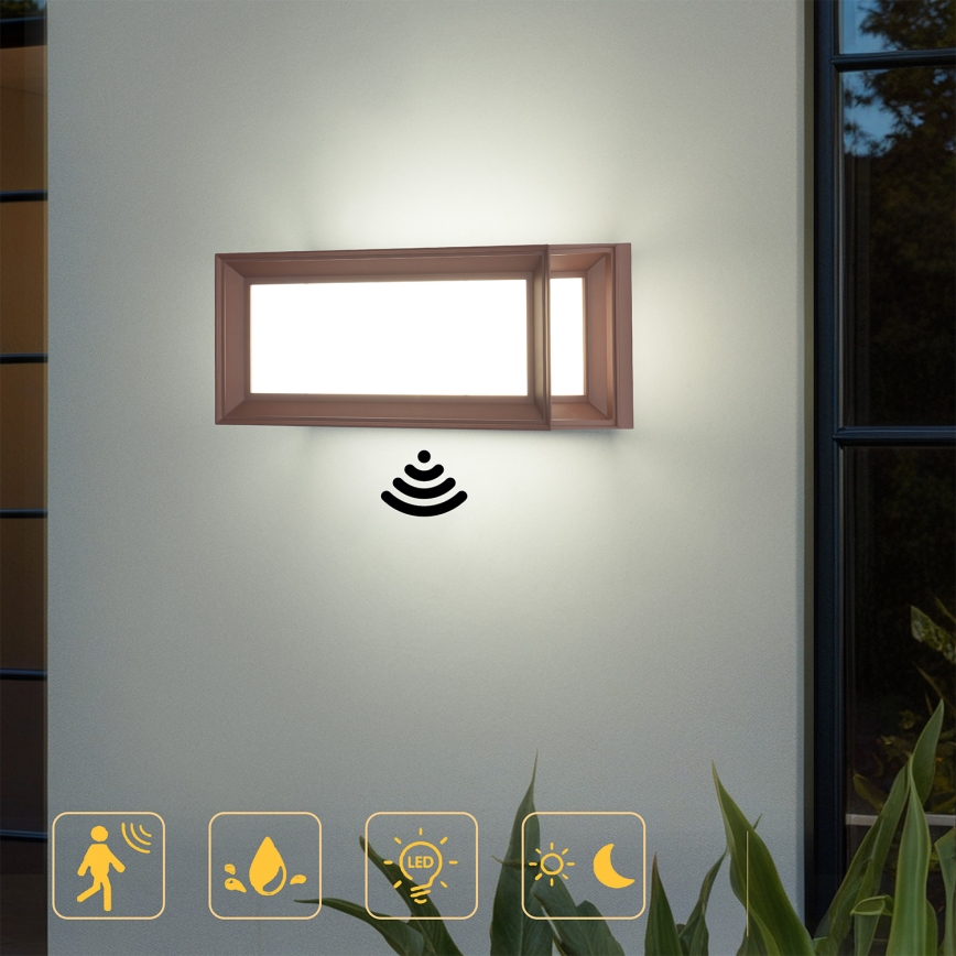 Brilagi - LED välisseina valgusti anduriga PARKER LED/12W/230V pruun IP44