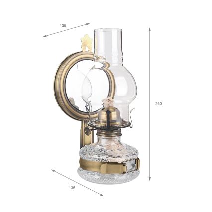 Brilagi - Petroleumlamp MERLIN kuldne/patina
