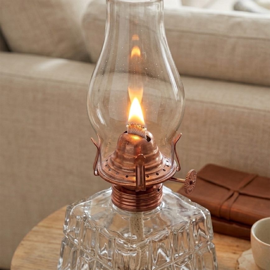 Brilagi - petroleumlamp MERLIN läbipaistev/pronksviimistlus/patineeritud