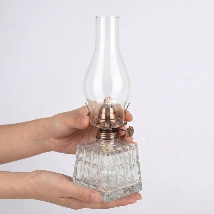 Brilagi - petroleumlamp MERLIN läbipaistev/pronksviimistlus/patineeritud