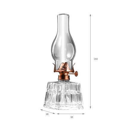 Brilagi - petroleumlamp MERLIN läbipaistev/pronksviimistlus/patineeritud