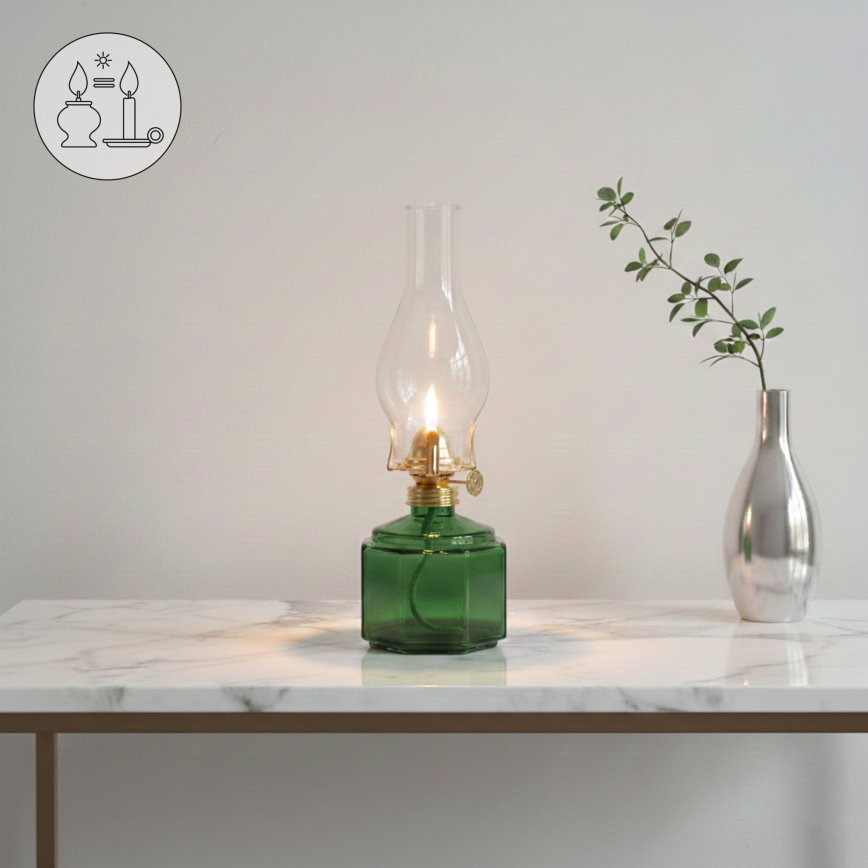 Brilagi - petroleumlamp MERLIN roheline
